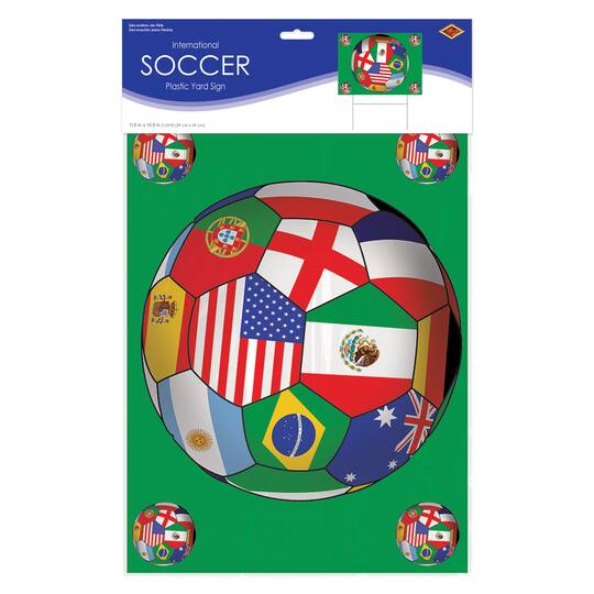 11.5" x 15.5" International Soccer Plastic Yard Sign